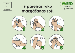 Zīmētas plaukstas, kurās redzama pareiza roku mazgāšanas secība