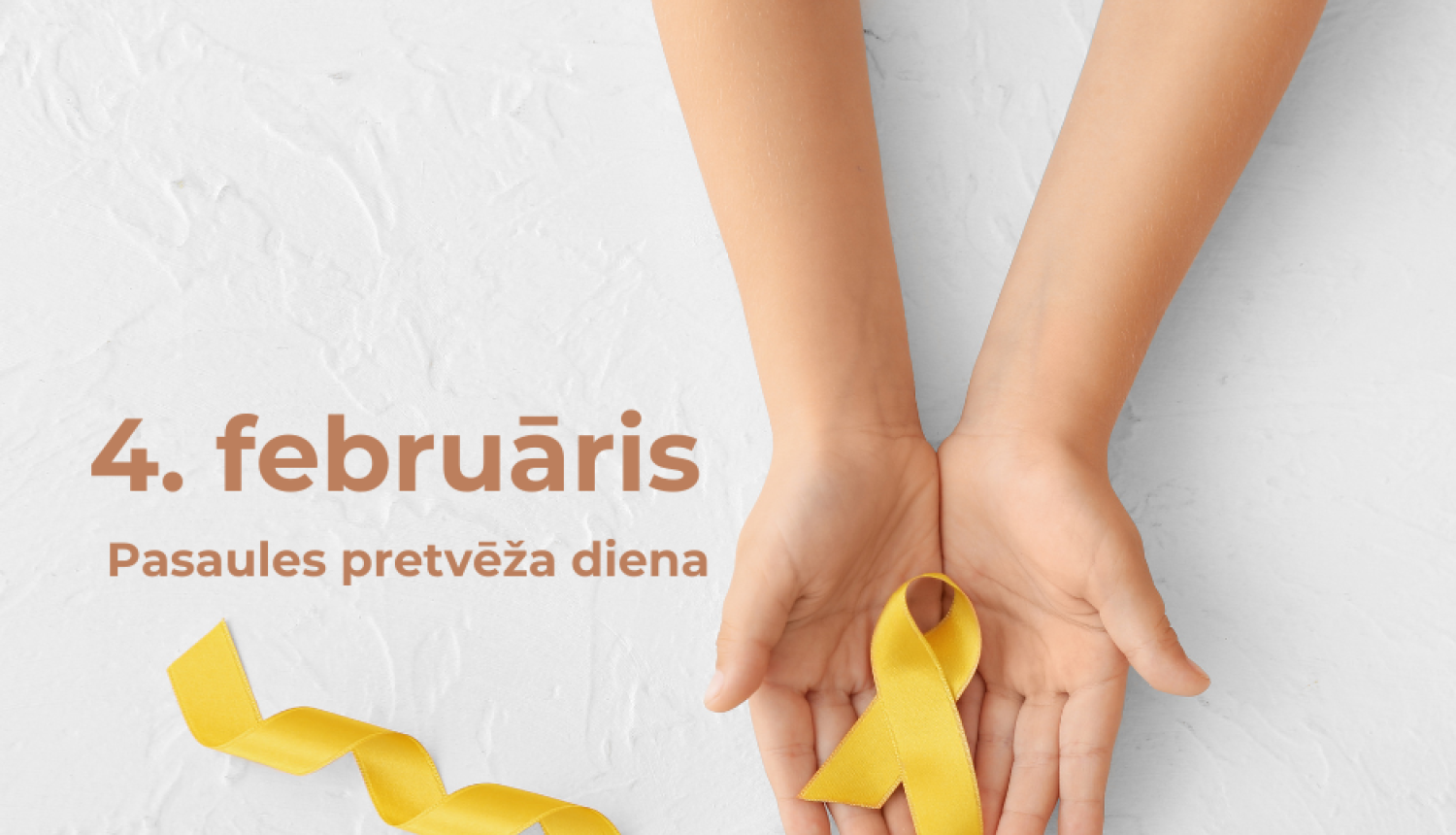 Uzraksts ar dzeltenu lenti - 4.februāris Pasaules pretvēža diena
