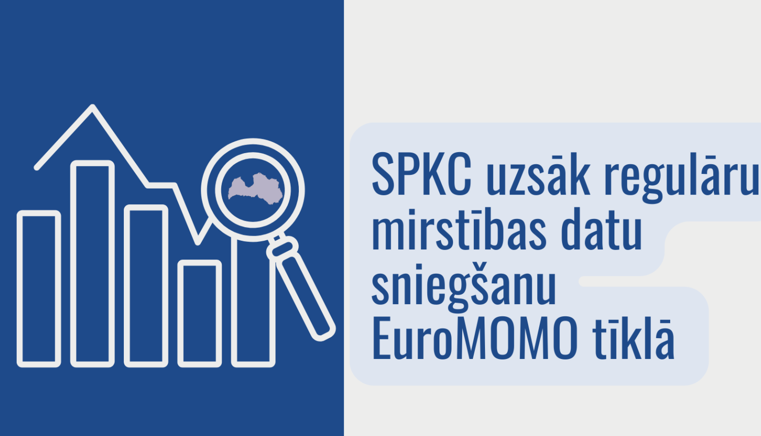 uz zila fona statistikas ikona un Latvijas kontūra