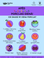 Dažādi augļi uz gaiši zila fona