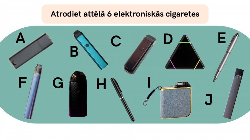 ATrodiet attēlā 6 e cigaretes