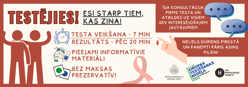 Eiropas rudens testešanas nedēļa 2025 - informācija par eskprestesta veikšanas laik un HIV profilakses punktiem