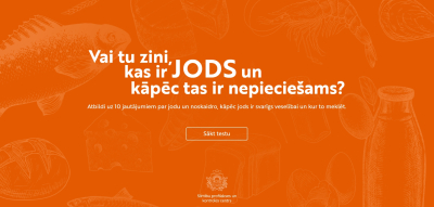 Oranžs attēls ar uzrakstu jods