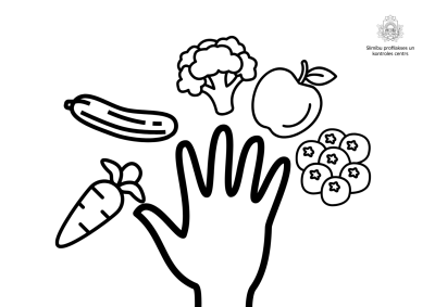 plauksta uz balta fona un dārzeņi