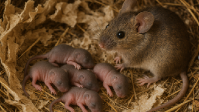 peļu mamma ar pelēniem alā