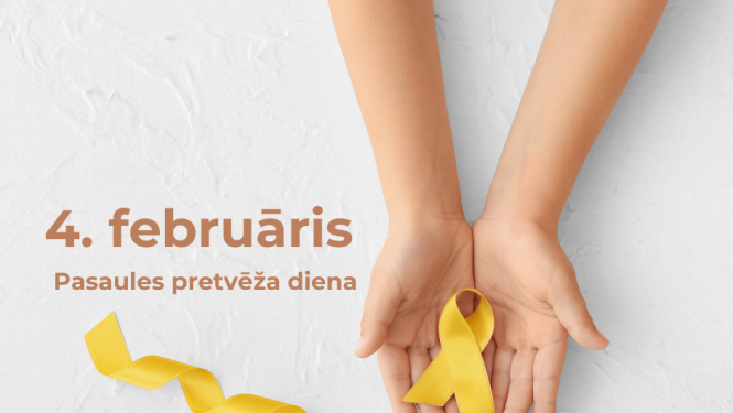 Uzraksts ar dzeltenu lenti - 4.februāris Pasaules pretvēža diena