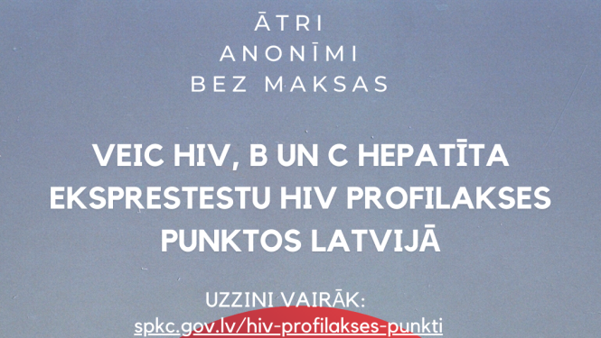 uz pelēka fona dažādu rasu cilvēki un uzraksts Veic HIV, B un C hepatīta eksprestestu Hiv profilakses punktos Latvijā