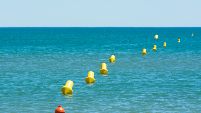 Jūra ar krāsainām bojām