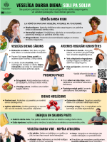 Zaļos toņos infografika par veselīgu darba vidi